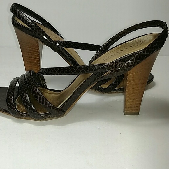Coach Brown Snake Print Strappy Heeled Sandals - Picture 6 of 7